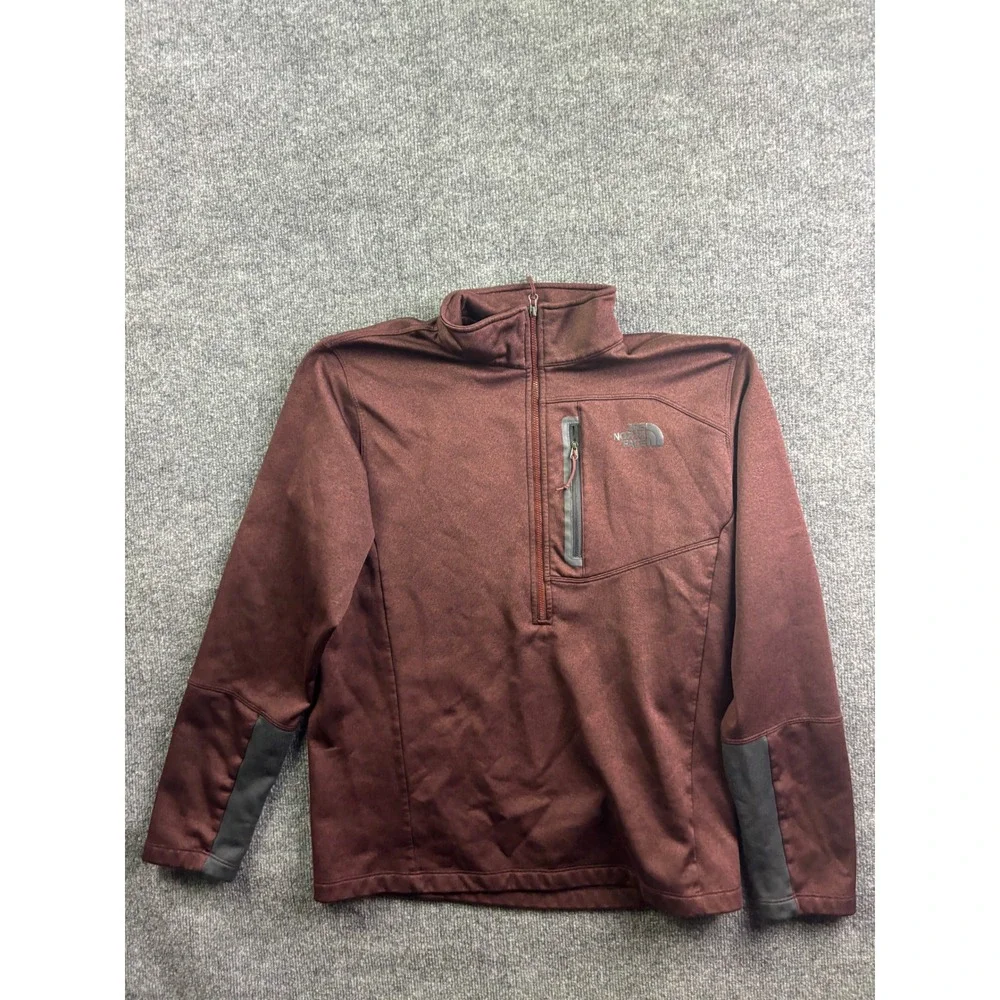 The North Face Quarter Zip Pullover Mens Medium Maroon Fleece Lined‎